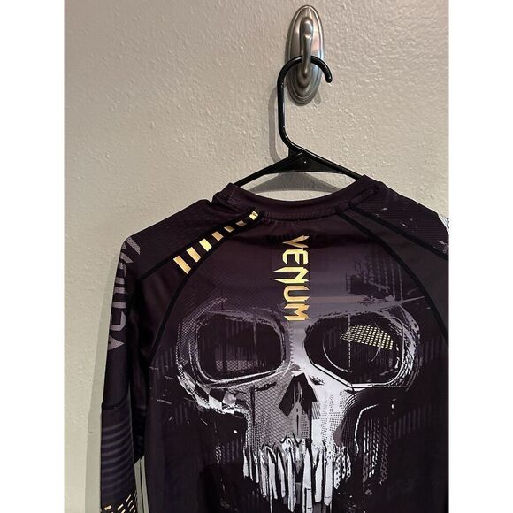 Venum Mens Large Skull Rashguard Long Sleeve Black Jiu Jitsu - Picture 9 of 11